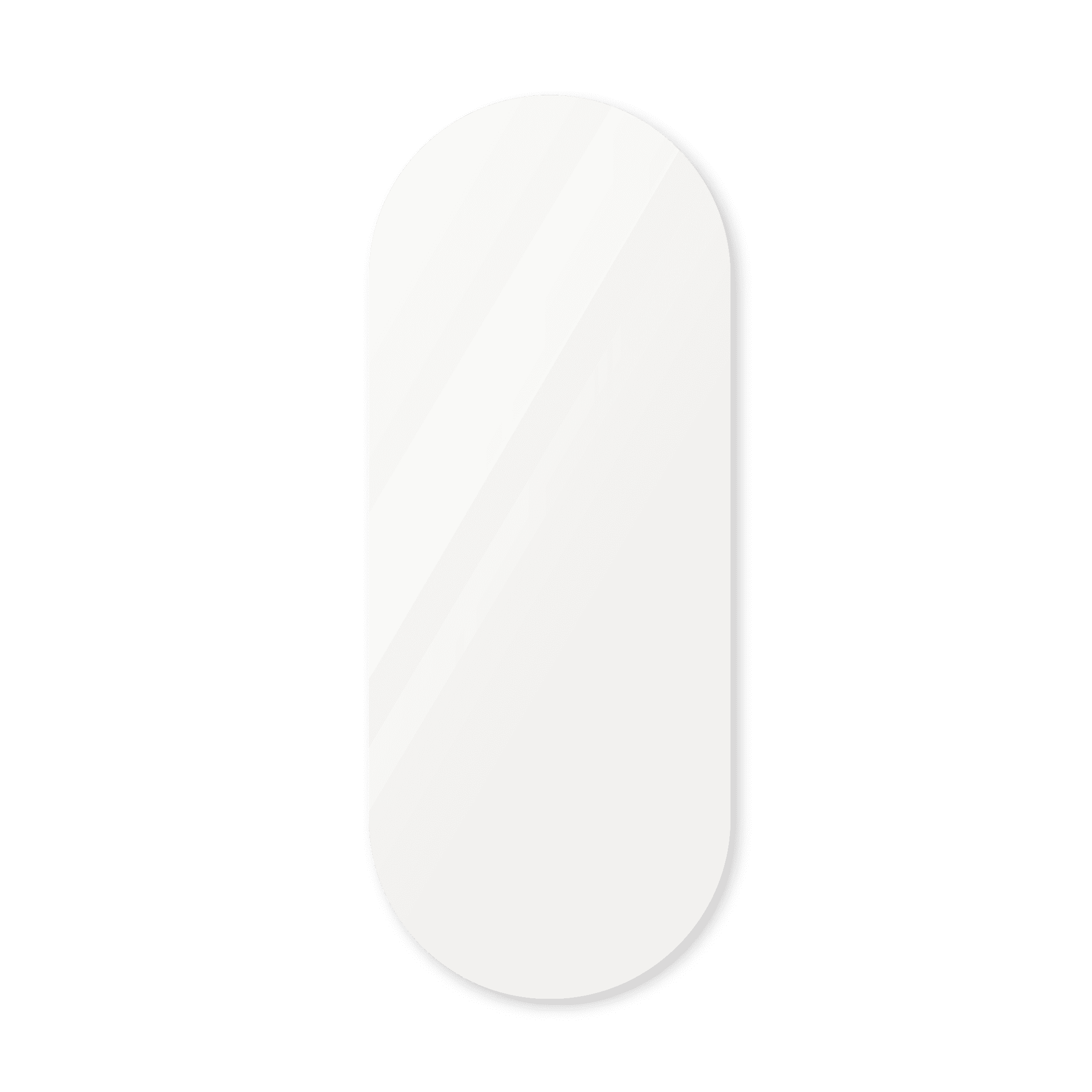 Фигурное зеркало 500×1200 мм осветленное с еврокромкой и креплением на клей